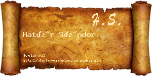 Határ Sándor névjegykártya